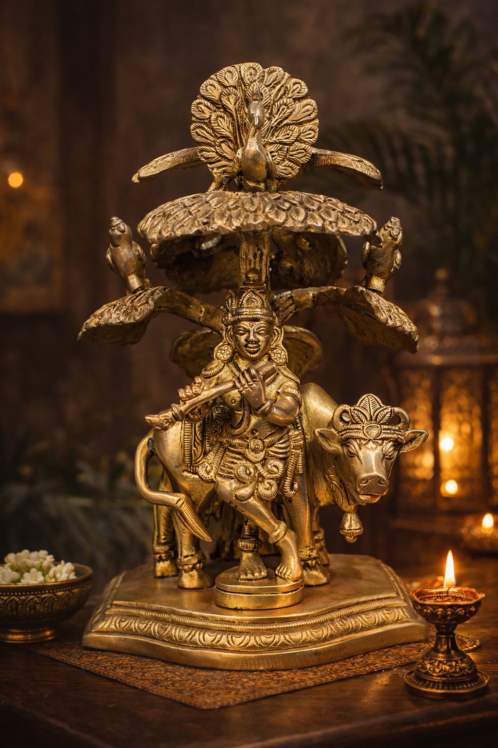 Tree Cow Krishna